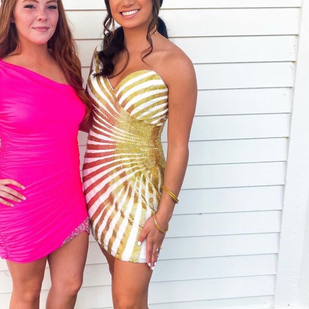 GOLD ASHLEY LAUREN DRESS